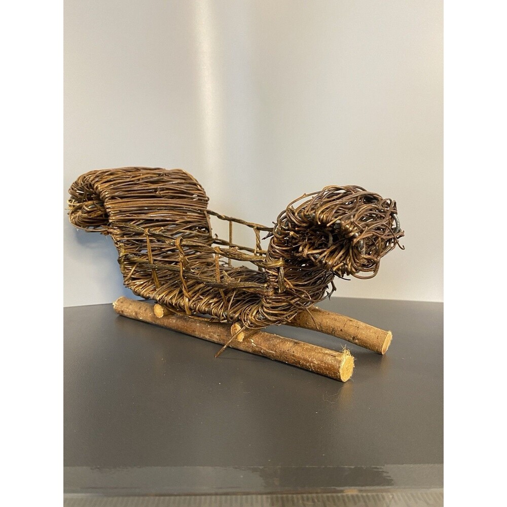 Christmas Sleigh for Holiday Arrangements Brown 9"x4"x5" Handmade Sled